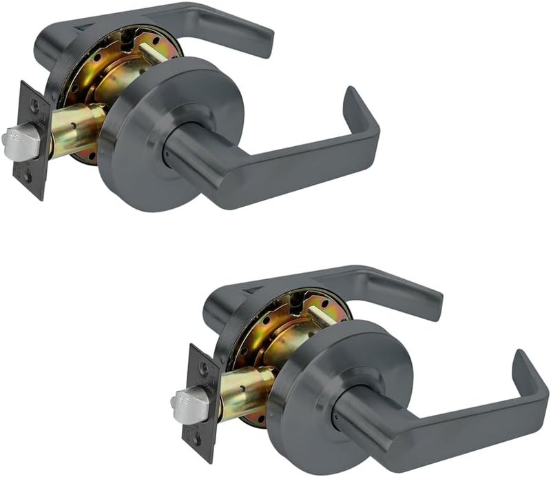 SUMBIN Grade 2 Commercial Heavy Duty Passage Door Lever Lockset, ADA, Matt Black Finish (2 Sets Key Alike) - Image 1